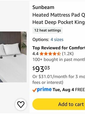 Sunbeam Heated Mattress Pad - White - Plush Comfort King size EUC DUAL CONTROLS